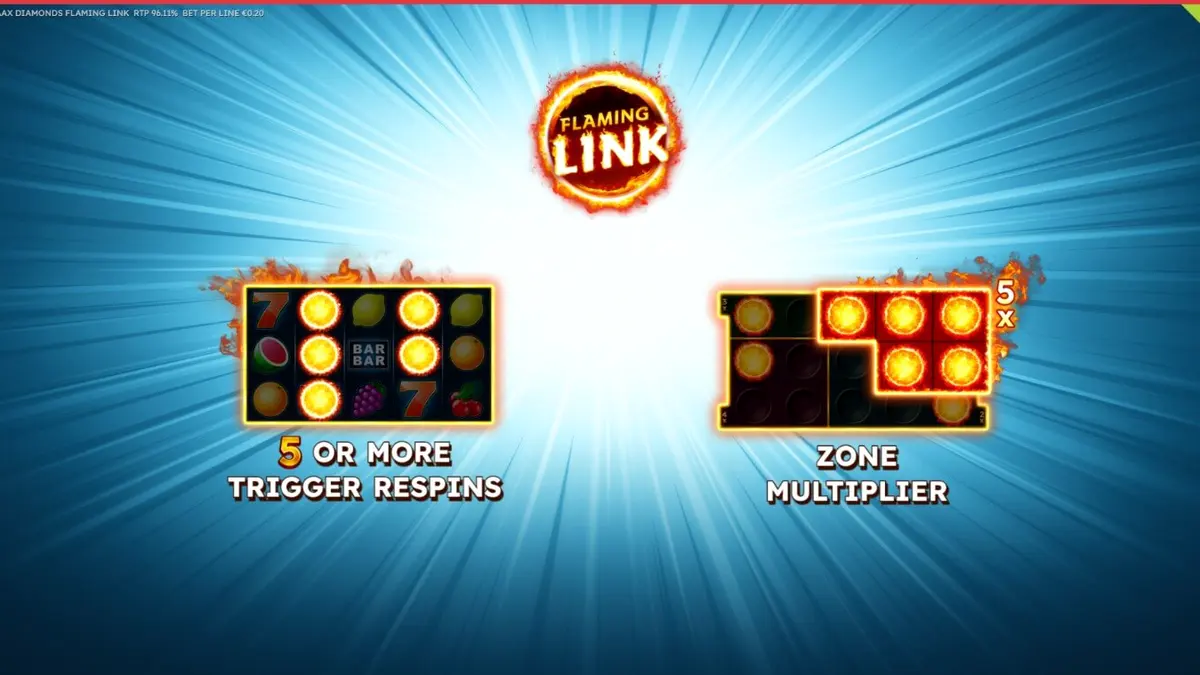 Maaax Diamonds Flaming Link slot mobile interface